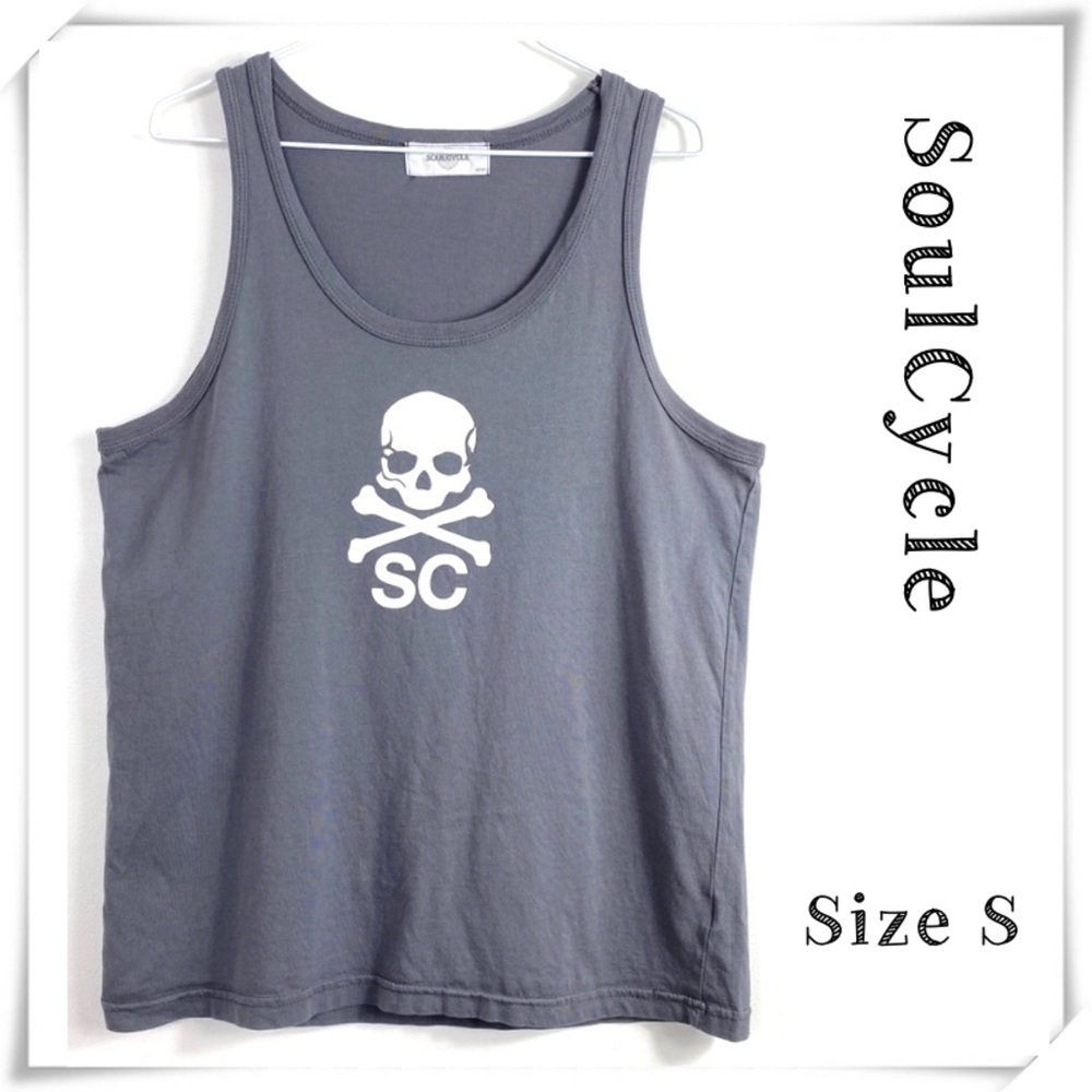 SOULCYCLE Large Skulls Logo Print Tank Top in Gray